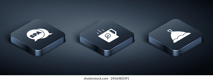 Set Salón de Spa Isométrico, Sombrero de Sauna y Taza de té y icono de hoja. Vector