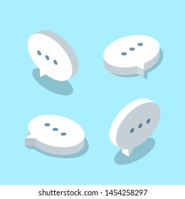 Set Of Isometric Speech Bubble Message Icons. - Vector