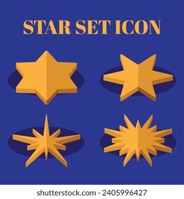Set of isometric star shapes icons Vector illustration