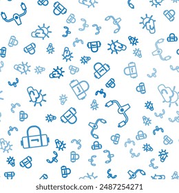 Set Isometric Suitcase, Aircraft steering helm and Sun and cloud weather icon. Vector