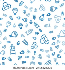 Establezca la maleta isométrica, la maleta y la caja volando sobre el icono del paracaídas. Vector