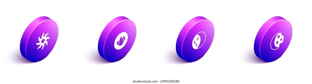Set Isometric Sun, Water drop, Eclipse of the sun and  icon. Vector