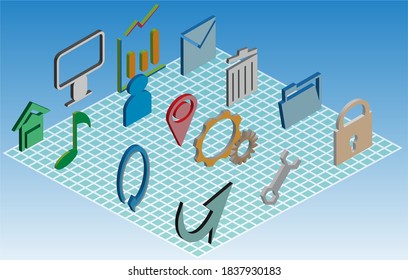 Set of Isometric System Icons