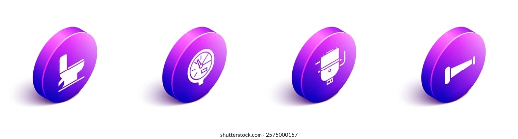 Set Isometric Toilet bowl, Water meter, Electric boiler for heating water and Industry metallic pipe icon. Vector