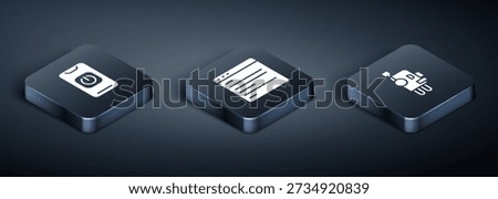 Set Isometric Turn off robot from phone, Robot and Computer api interface icon. Vector
