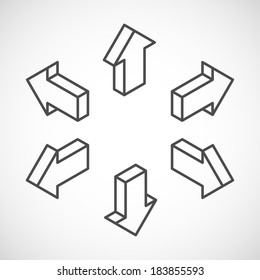 Set Of Isometric Vector Arrows