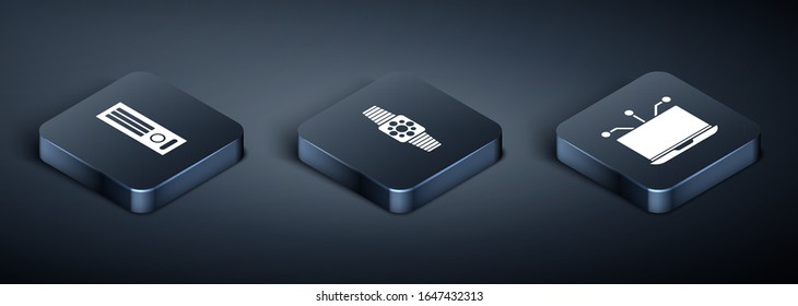 Set Isometric Video game console, Laptop and Smartwatch icon. Vector