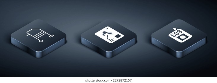 Set Isometric Walker, Press the SOS button and X-ray shots icon. Vector