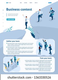 Set Isometric Website Template Landing page app Business concept, participate in Business competitions.