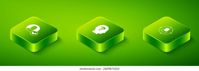 Set Isometric Worker, Head hunting and  icon. Vector