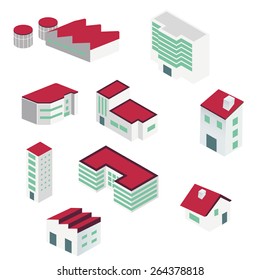 set of isometrics buildings