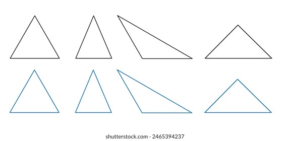 a set of isosceles triangles, equilateral, acute-angled, obtuse, rectangular