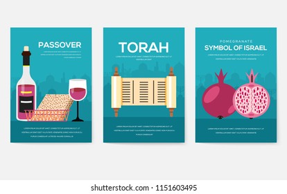 Set of Israel country ornament travel trip concept. Art traditional, magazine, book, poster, abstract, banners, element. Vector decorative ethnic greeting card or invitation design