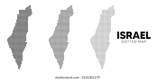 Set of Israel dotted map on white isolated vector