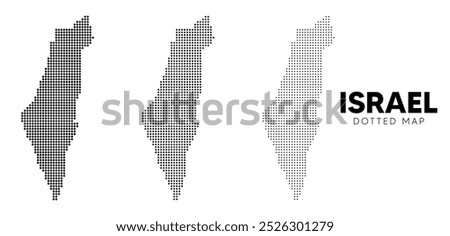 Set of Israel dotted map on white isolated vector