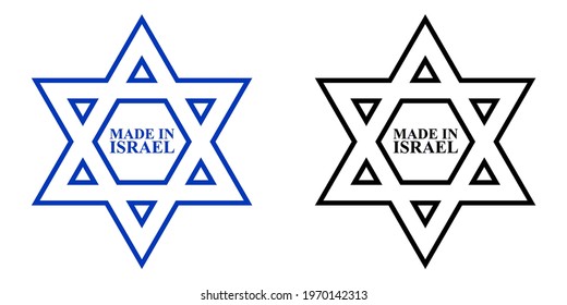 set of israel flag. made in israel. isolated on white background