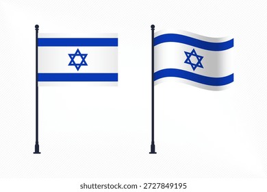 Conjunto de bandeiras de Israel isoladas para a celebração do Dia da Independência