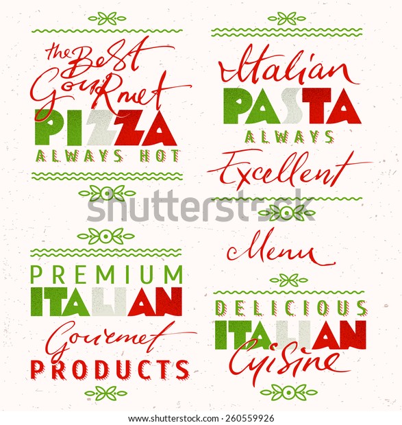 Set of Italian Food\
Labels