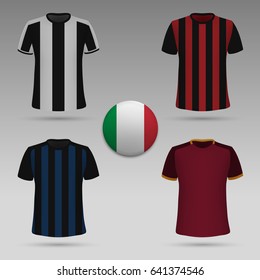 set of Italian football kit, t-shirt template. soccer jersey. Vector illustration