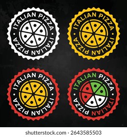 Set of Italian Pizza Logos – Colorful Vector Badges for Restaurant Branding and Packaging