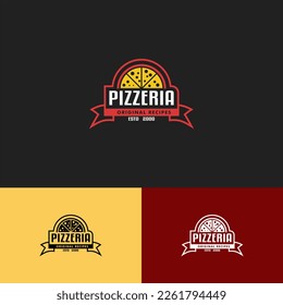 Set of Italian pizza restaurant logo design, flat design, emblem sticker, badge, sign, symbols for food and drink and restaurants. simple modern