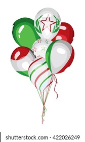 Set of Italian styled vector balloons. Flag of Italy on balloon. Celebration elements. Italian National Republic Day.  Festa della Repubblica Italiana. Balloons on the feast of the national event. 