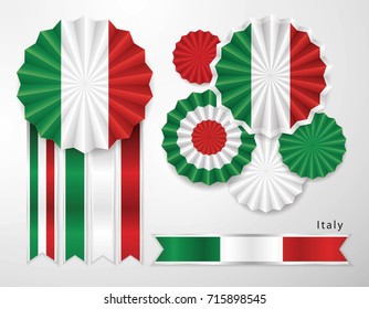 Set of Italy Flag in different shape of ribbons, Flag banners vector for decoration, insignia vector
