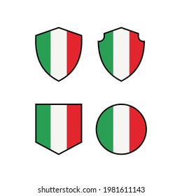 Set Italy Flag with shield for nation Italian logo design