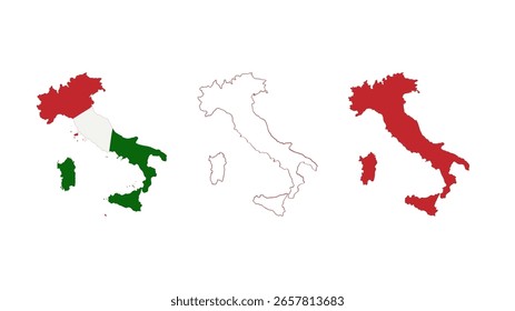 Conjunto de itália mapa isolado no fundo branco, vetor ilustração design