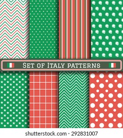 Set of Italy patterns. 8 different coloring italian patterns can be used for wallpaper, pattern fills, web page,background,surface