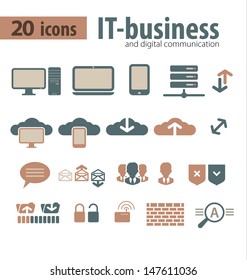 Set of IT-bisiness and Digital Communication Icons