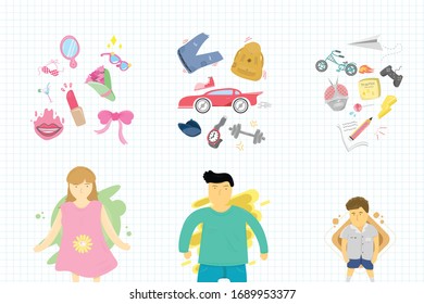 Set of item for man,woman and kids
