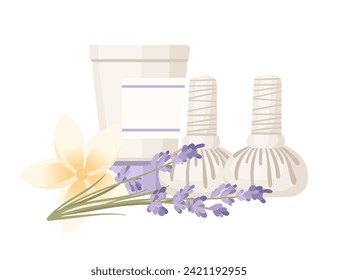 Set of item for spa treatment vector illustration isolated on white background