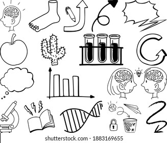 Set of item and symbol hand drawn doodle illustration