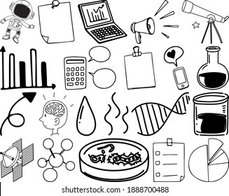 Set of item and symbol hand drawn doodle illustration