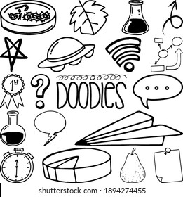 Set of item and symbol hand drawn doodle illustration