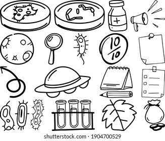 Set of item and symbol hand drawn doodle illustration