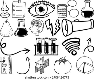 Satz von Gegenständen und Symbol handgezeichnet doodle Abbildung