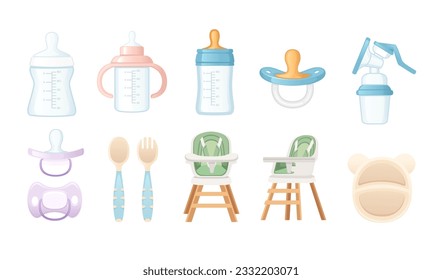 Set of items for baby care vector illustration isolated on white background