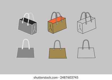 Set of items bag, unisex outfit, stylish vector image, clipart.