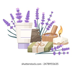 Set of items for bath or shower theme. Collection for gift or advertising vector illustration isolated on white background