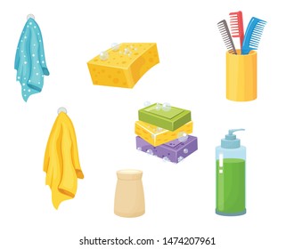 set of items for the bathroom, hygiene vector illustration
