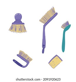 A set of items for cleaning. Vector illustration on isolated white background
