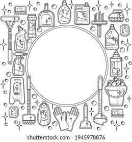 set of items for cleaning your home and office