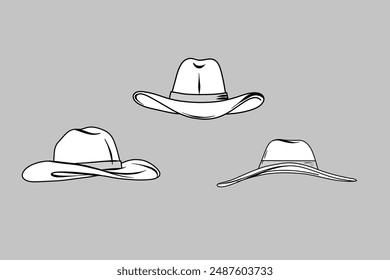 Set von Artikeln Cowboyhut, Unisex-Outfit, stilvolle Vektorgrafik Bild, Clipart.