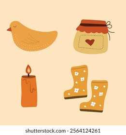 A set of items for a cozy autumn