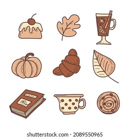 a set of items for a cozy autumn. Vector illustration