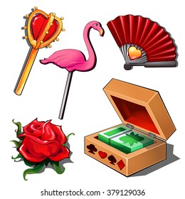 The set of items for entertainment. Vector.