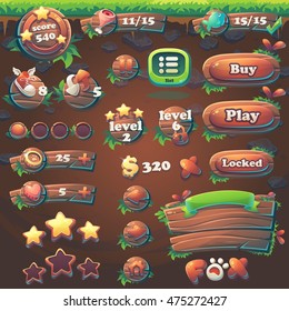 Set Items Of Feed The Fox GUI Match 3 For Web Video Game