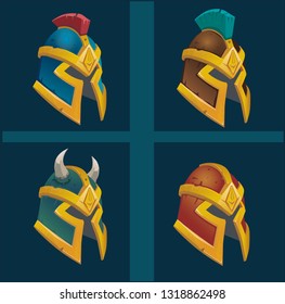 Set of items for game. Collection of  for crash helmet  vector. 